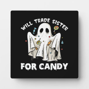 Plaque Photo échangera sœur contre bonbons fantôme d'Halloween