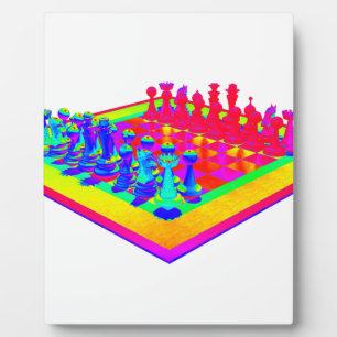 Plaque Photo Échiquier coloré et pièces d'échecs