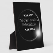 Plaque Photo Éclipse solaire double datée 2024 & 2017 (Côté)