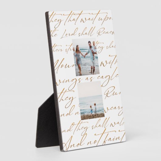 Plaque Photo Écriture Attendre sur le Seigneur Deux photos (Côté)