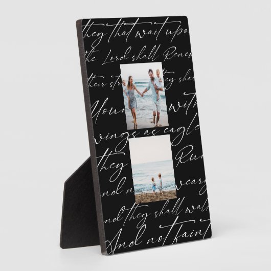 Plaque Photo Écriture Attendre sur le Seigneur Deux photos (Côté)