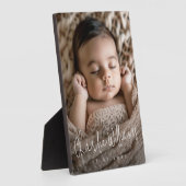 Plaque Photo Écriture moderne nouveau nom de bébé photo (Côté)