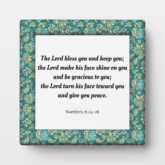 Plaque Photo Écriture, Numéros 6:24-26 (Devant)