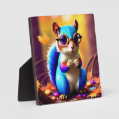 Plaque Photo Écureuil bleu mignon avec lunettes (Recto)