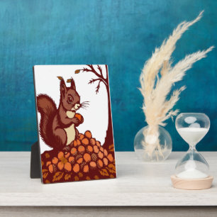 Plaque Photo 🐿️ Écureuil d'Automne – Décoration de Bureau