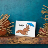 Plaque Photo Écureuil rouge mignon avec dessin animé parapluie (Côté)