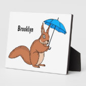 Plaque Photo Écureuil rouge mignon avec dessin animé parapluie (Côté)