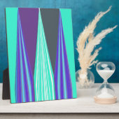 Plaque Photo Edgy Blue Purple Cyan Chevron Art Imprimer (Côté)