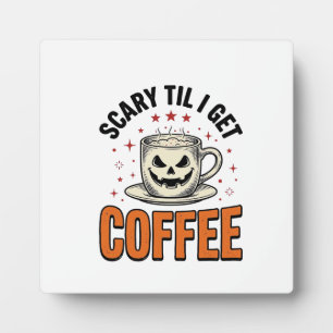 Plaque Photo Effrayant jusqu'au café Vintage Halloween Café T-s