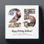 Plaque Photo Elégant 25 Numéro Photo Collage de voeux personnal<br><div class="desc">Affichez vos photos préférées dans un collage numérique ! Fait un cadeau parfait pour un anniversaire ou un anniversaire pour un être cher. Photographie © Storytree Studios,  Stanford,  CA</div>
