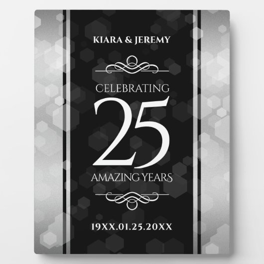 Plaque Photo Elegant 25th Silver Wedding Anniversary (Devant)
