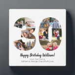 Plaque Photo Elégant 30 Numéro Photo Collage de voeux personnal<br><div class="desc">Affichez vos photos préférées dans un collage numérique ! Fait un cadeau parfait pour un anniversaire ou un anniversaire pour un être cher. Photographie © Storytree Studios,  Stanford,  CA</div>