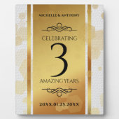 Plaque Photo Élégant 3ème anniversaire de Mariage en cuir (Devant)