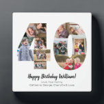 Plaque Photo Elégant 40 Numéro Photo Collage de voeux personnal<br><div class="desc">Affichez vos photos préférées dans un collage numérique ! Fait un cadeau parfait pour un anniversaire ou un anniversaire pour un être cher. Photographie © Storytree Studios,  Stanford,  CA</div>