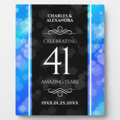 Plaque Photo Élégant 41ème anniversaire Mariage de Topaz Bleu (Devant)