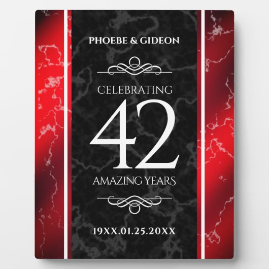 Plaque Photo Élégant 42e anniversaire du Mariage Jasper (Devant)
