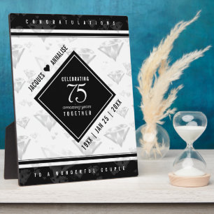 Plaque Photo Élégant 75e anniversaire de Mariage de diamant