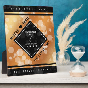 Plaque Photo Élégant 7ème anniversaire de Mariage de cuivre