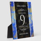 Plaque Photo Élégant 9e anniversaire Mariage Lapis Lazuli (Côté)