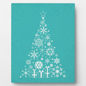 Plaque Photo élégant arbre de Noël blanc et turquoise (Devant)