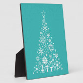 Plaque Photo élégant arbre de Noël blanc et turquoise (Côté)