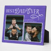 Plaque Photo Elegant Best Dad Ever Photo Blue (Côté)