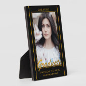 Plaque Photo Élégant Black and Gold Graduation Photo Keepsaké (Côté)