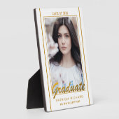 Plaque Photo Élégant Blanc Et Gold Graduation Photo Keepsaké (Côté)