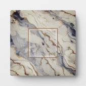 Plaque Photo Elégant bleu blanc or cuivre marbre granit (Devant)