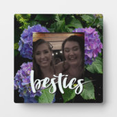 Plaque Photo Elégant bleu violet magenta vert hydrangée florale (Devant)