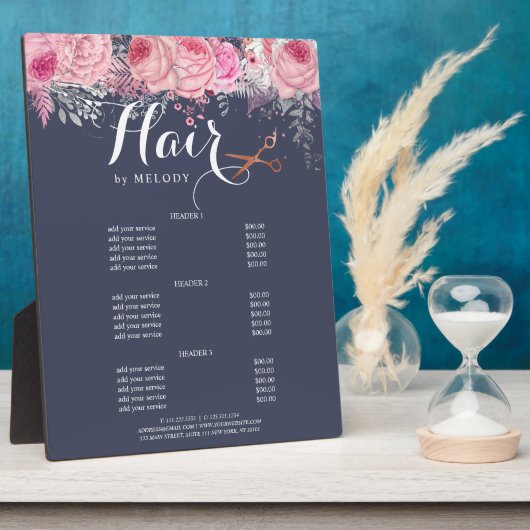 Plaque Photo Elégant ciseaux d'or rose cervices coiffeur (Côté)