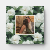 Plaque Photo Élégant classique vert botanique blanc floral (Devant)