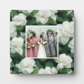 Plaque Photo Élégant classique vert botanique blanc floral (Devant)