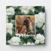 Plaque Photo Élégant classique vert botanique blanc floral (Devant)