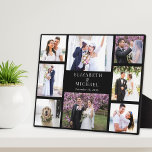 Plaque Photo Élégant Collage Photo Mariage noir<br><div class="desc">Une élégante plaque de collage multi-photo personnalisée pour les jeunes mariés avec 8 photos de votre jour de mariage,  fiançailles,  lune de miel,  fête nuptiale,  groomsmen,  famille,  etc.,  et vos noms et date mariage dans une élégante typographie blanche contre un arrière - plan noir.</div>