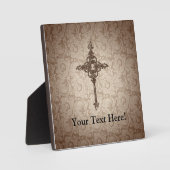 Plaque Photo Élégant défilement Croix chrétienne avec Arrière - (Recto)