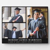 Plaque Photo Élégant diplôme 3 photo Collage noir (Devant)