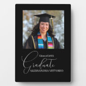 Plaque Photo Élégant diplômé blanc et noir (Devant)