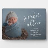 Plaque Photo Élégant Faire-part de naissance photo bébé (Devant)