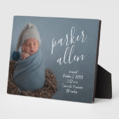 Plaque Photo Élégant Faire-part de naissance photo bébé (Côté)