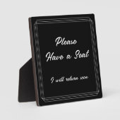 Plaque Photo Élégant, glamour "S'il vous plaît prenez place" (Recto)