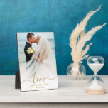 Plaque Photo Elégant Gold Script Love Mariage Photo<br><div class="desc">Love Elegant Gold Script Mariage Plaque photo</div>