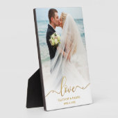 Plaque Photo Elégant Gold Script Love Mariage Photo (Côté)