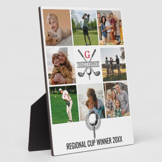 Plaque Photo Elégant Golf Monogramme Conception de collage (Côté)