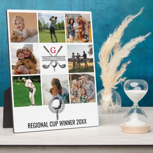 Plaque Photo Elégant Golf Monogramme Conception de collage (Côté)