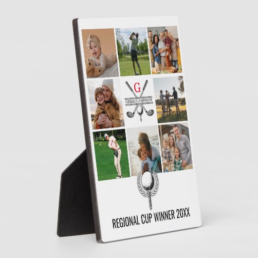 Plaque Photo Elégant Golf Monogramme Conception de collage (Côté)