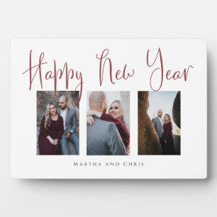 Plaque Photo Elégant Happy New Year Rose Gold Photo Collage