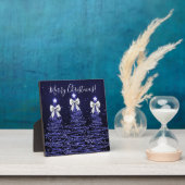 Plaque Photo Elegant Holiday Navy Christmas Trees Silver Bows (Insitu)