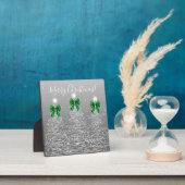 Plaque Photo Elegant Holiday Silver Christmas Trees Green Bows (Insitu)
