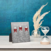 Plaque Photo Elegant Holiday Silver Christmas Trees Red Bows (Insitu)